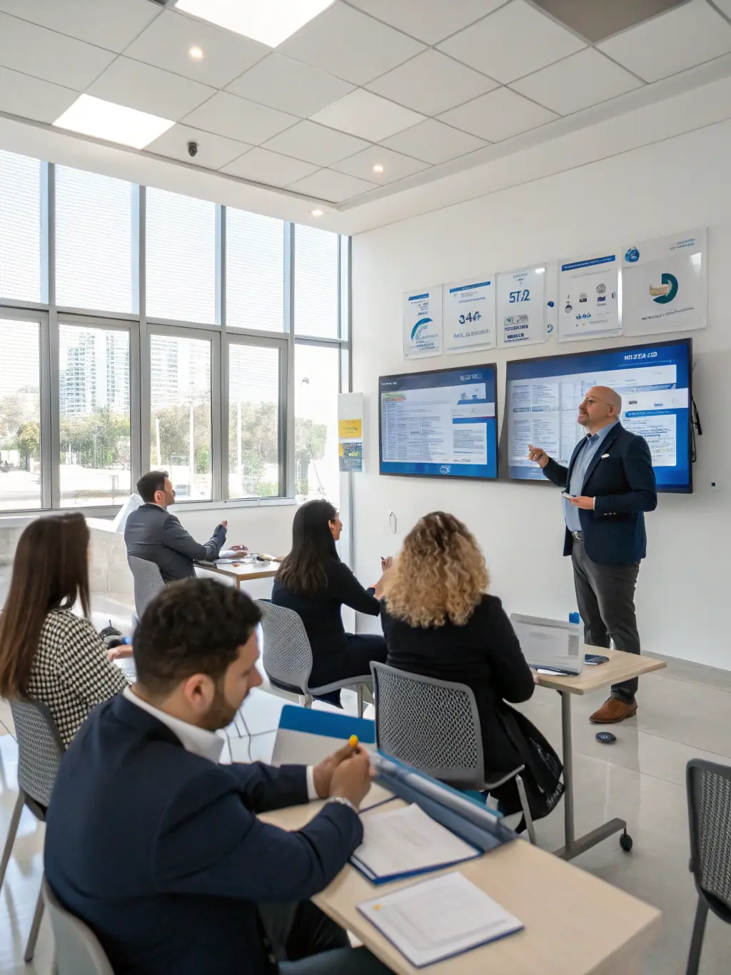 A sales team participating in a training session focused on advanced sales techniques, highlighting skill development and improved performance.